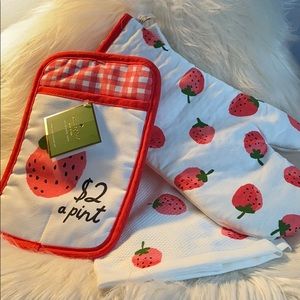 Kate Spade 3 Pc Kitchen Set towel hot pad mitt NWT